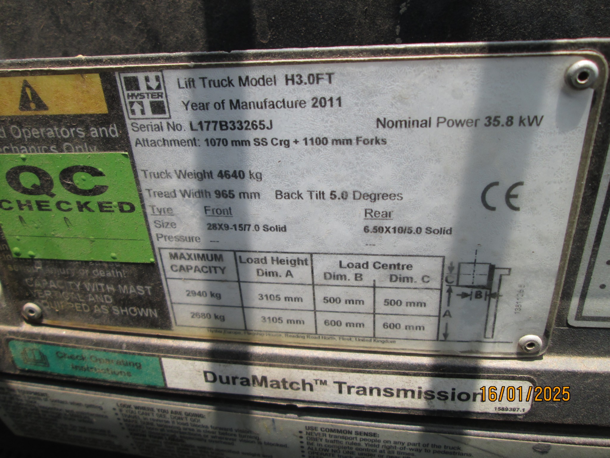 2011 HYSTER H3 OFT 2.4TON FORKLIFT - Image 10