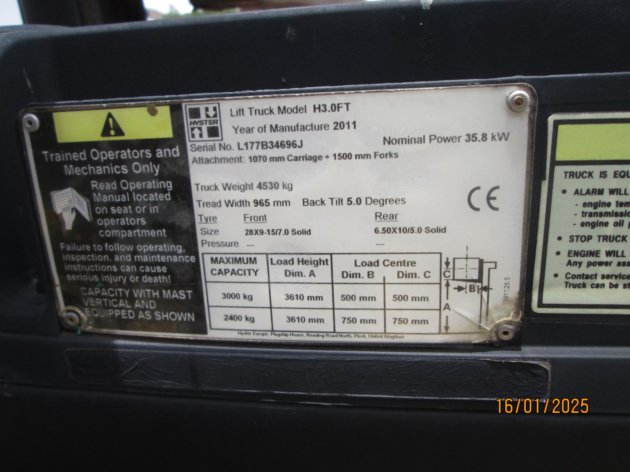 2012 HYSTER H3 OFT 2.4TON FORKLIFT - Image 9